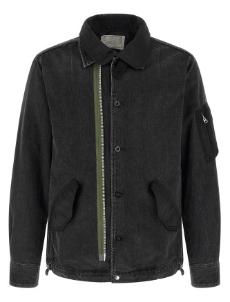 Nylon insert denim jacket #