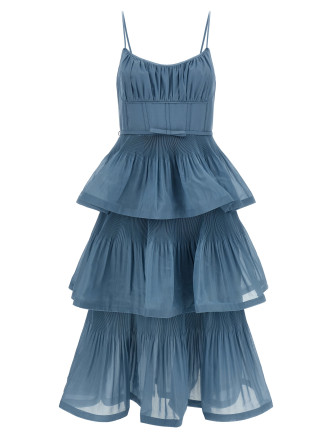 'Pleated Tiered Midi' dress