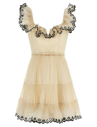 'Embroidered Frilled Mini' dress