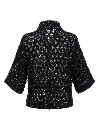 Свитер, кардиган PESERICO Sequin mesh cardigan (E99168F039329A05A) #