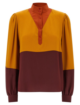 Рубашка, блузка SAINT LAURENT Color-block blouse