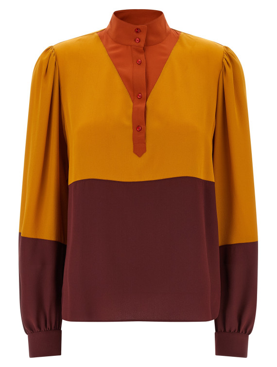 Рубашка, блузка SAINT LAURENT Color-block blouse (857185Y100W6753) #1