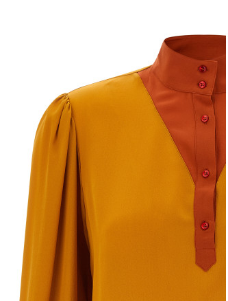 Рубашка, блузка SAINT LAURENT Color-block blouse (857185Y100W6753) #