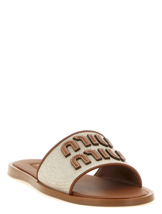 Шлепанцы MIU Logo patch slides #