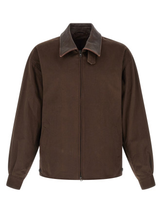 Leather collar jacket