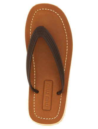 Шлепанцы MIU Rubber and leather slides (5Y638EF0053ZMWF0003) #