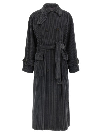 Пальто, тренчтер BRUNELLO CUCINELLI Ribbed velvet trench coat