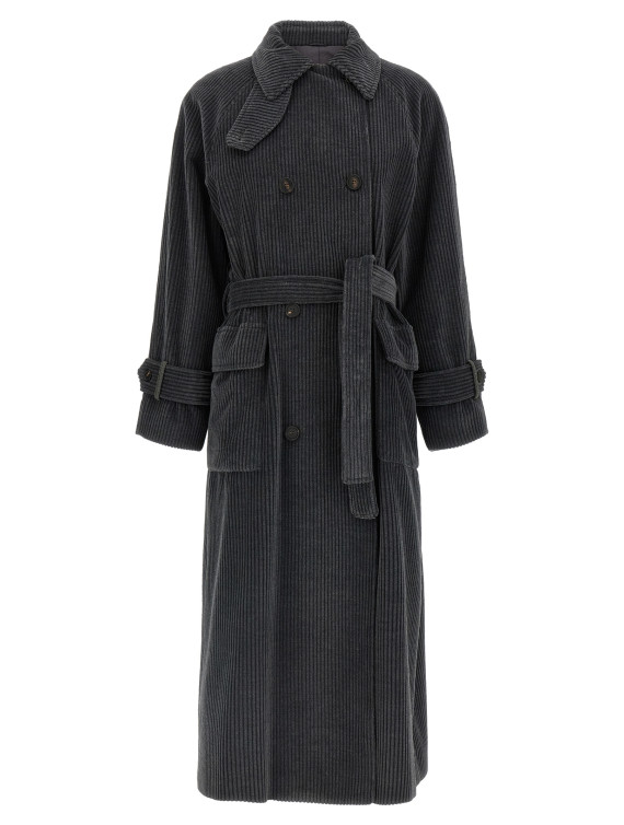 Пальто, тренч BRUNELLO CUCINELLI Ribbed velvet trench coat (MG5249918C032) #1