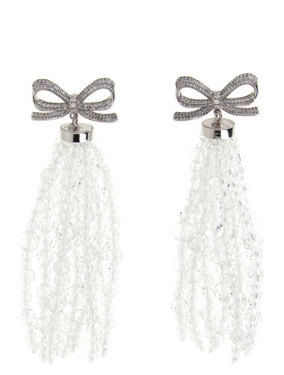 'Bow Beaded Waterfall' earrings (SS26634ESLSILVER) #1