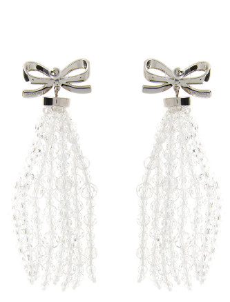 'Bow Beaded Waterfall' earrings (SS26634ESLSILVER) #