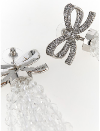 'Bow Beaded Waterfall' earrings (SS26634ESLSILVER) #