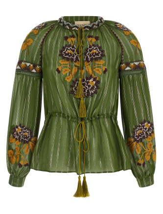 Рубашка, блузка VALENTINO GARAVANI Valentino Garavani embroidered lurex silk shirt