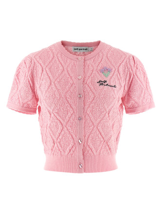 Повседневный топ SELF PORTRAIT 'Pink pointelle knit'