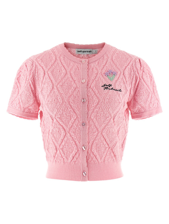 Күнделікті жейде SELF PORTRAIT 'Pink pointelle knit' (SS26057TPPINK) #1