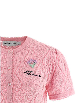 Күнделікті жейде SELF PORTRAIT 'Pink pointelle knit' (SS26057TPPINK) #