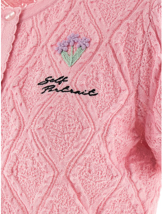 Күнделікті жейде SELF PORTRAIT 'Pink pointelle knit' (SS26057TPPINK) #