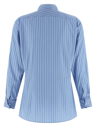 Рубашка, блузка AURALEE Cotton and silk shirt (A26SS03CSSAXBLUESTRIPE) #