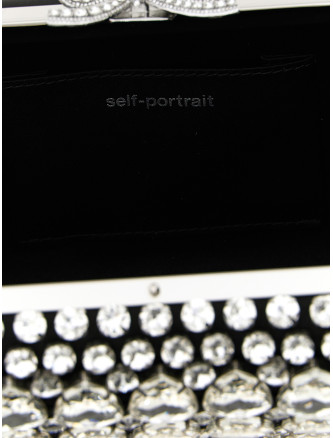 Клатч SELF PORTRAIT 'Black Satin Crystal' (SS26305ABBLACK) #