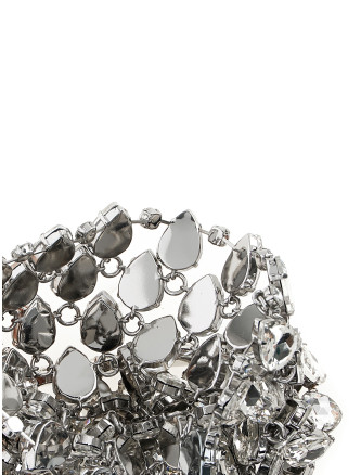 Клатч SELF PORTRAIT 'Silver Crystal Chainmail Mini' (SS26310SLSILVER) #