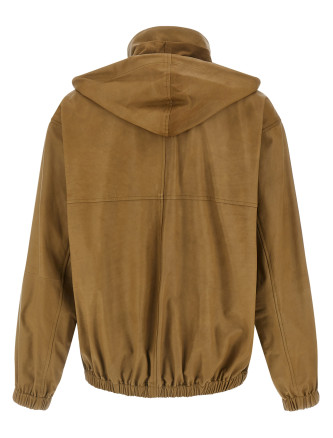 Кожаная куртка AURALEE Ultra-thin leather jacket (A26SB02CBKHAKIBEIGE) #