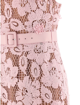 'Pink Crochet Lace Midi' dress (SS26007MAPPINK) #
