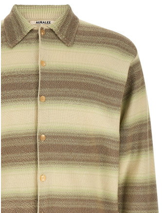 Свитер, кардиган AURALEE Shaded stripes cardigan (A26SC01GBLIMEGRAYSTRIPE) #