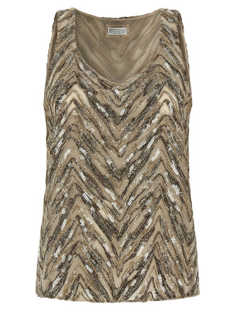 Вечерний топ BRUNELLO CUCINELLI 'Dazzling Chevron Embroidery'