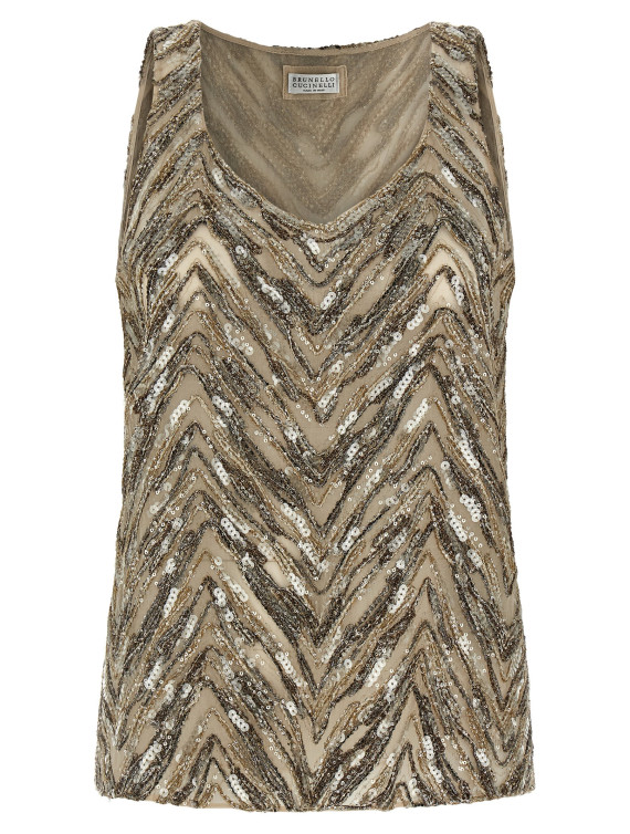 Вечерний топ BRUNELLO CUCINELLI 'Dazzling Chevron Embroidery' (MF940HN602C9504) #1