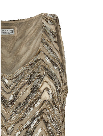 Вечерний топ BRUNELLO CUCINELLI 'Dazzling Chevron Embroidery' (MF940HN602C9504) #