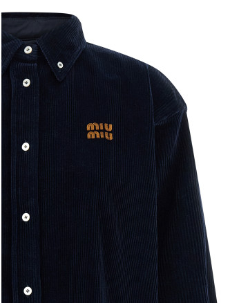 Рубашка, блузка MIU Velvet and leather shirt (MK1626SOOO18SZF0008) #