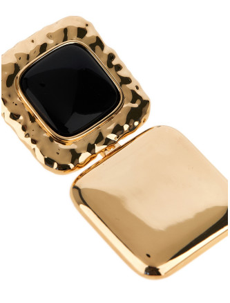 Серьги SELF PORTRAIT 'Mottled Gold Black Tiered' (PF25622EBGOLD) #