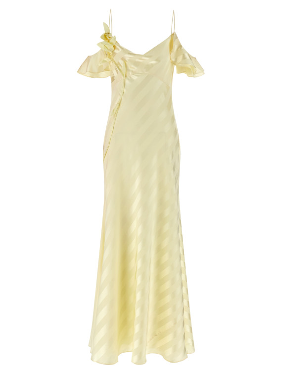 Макси SELF PORTRAIT 'Satin Striped' (SS26259XAYYELLOW) #1