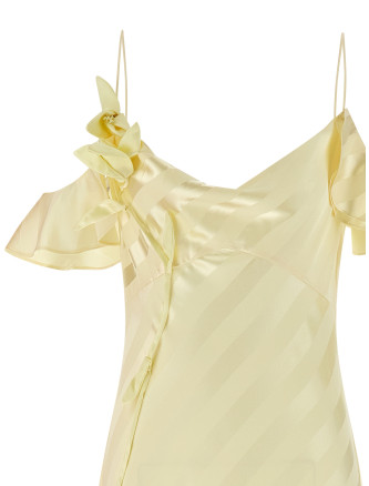 Макси SELF PORTRAIT 'Satin Striped' (SS26259XAYYELLOW) #