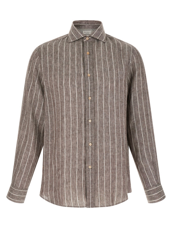 Көйлек, блузка BRUNELLO CUCINELLI Pinstriped canvas shirt (MA6860627C146) #1