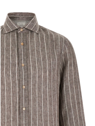 Көйлек, блузка BRUNELLO CUCINELLI Pinstriped canvas shirt (MA6860627C146) #
