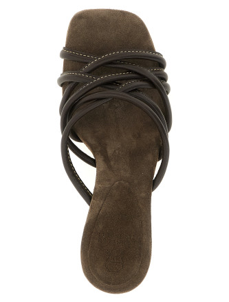 Босоножки на высоком каблуке BRUNELLO CUCINELLI Leather sandals (MZGAC3241C8279) #