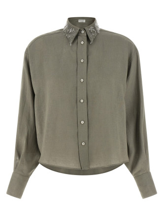 Рубашка, блузка BRUNELLO CUCINELLI Sequin collar shirt