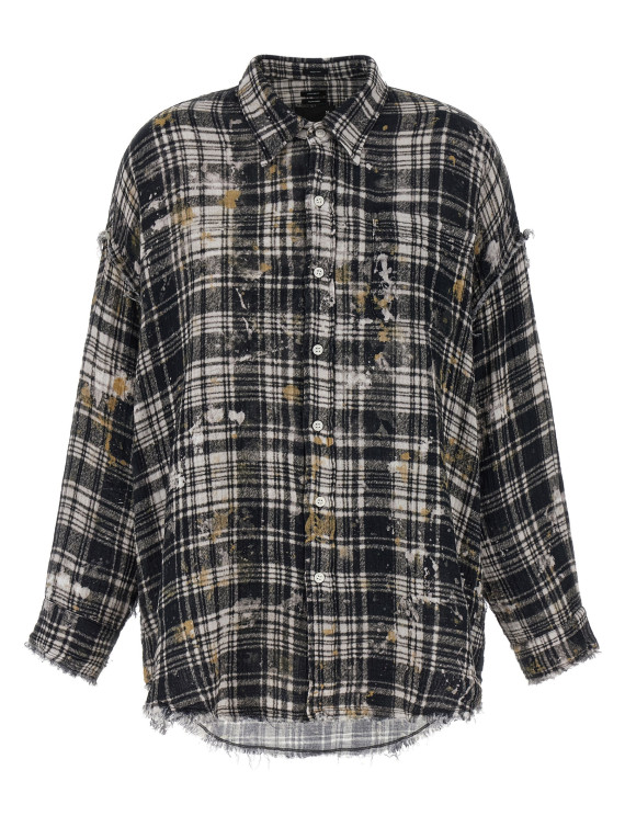 Рубашка, блузка R13 Fringed shirt (R13WR075R557BBLACKPLAIDWITHSPLATTER) #1