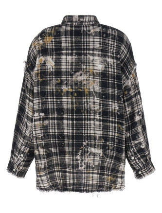 Рубашка, блузка R13 Fringed shirt (R13WR075R557BBLACKPLAIDWITHSPLATTER) #