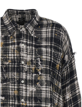Рубашка, блузка R13 Fringed shirt (R13WR075R557BBLACKPLAIDWITHSPLATTER) #