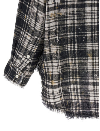 Рубашка, блузка R13 Fringed shirt (R13WR075R557BBLACKPLAIDWITHSPLATTER) #