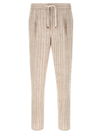 Брюки BRUNELLO CUCINELLI Striped linen trousers