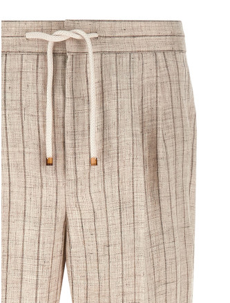 Брюки BRUNELLO CUCINELLI Striped linen trousers (MZ412E1710C6183) #