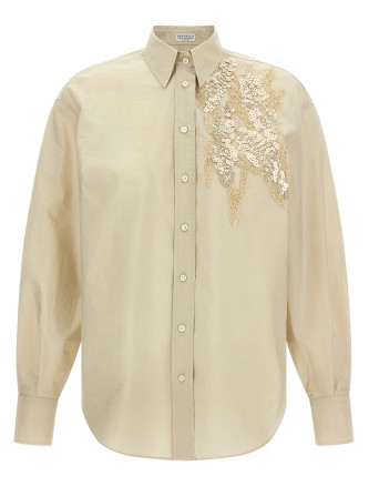 Рубашка, блузка BRUNELLO CUCINELLI Sequin embroidery shirt