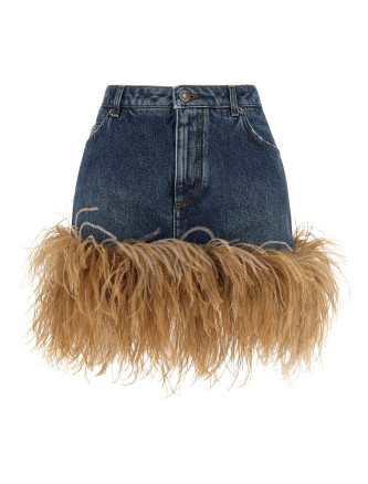 Макси DOLCE & GABBANA Feather denim skirt