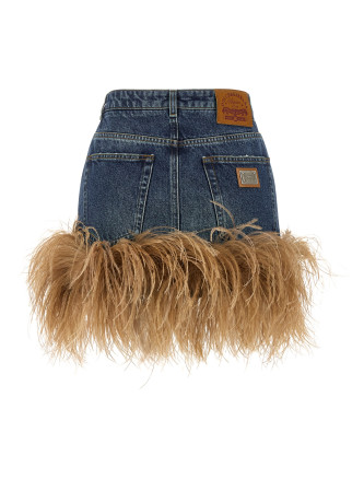 Макси DOLCE & GABBANA Feather denim skirt (F4C2TZG8OC8S9001) #
