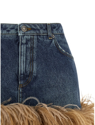 Макси DOLCE & GABBANA Feather denim skirt (F4C2TZG8OC8S9001) #