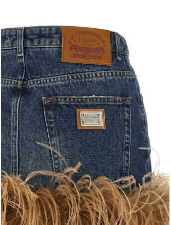 Макси DOLCE & GABBANA Feather denim skirt (F4C2TZG8OC8S9001) #