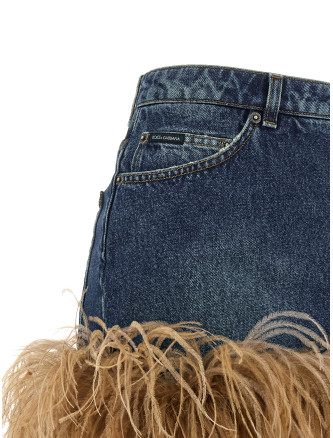 Макси DOLCE & GABBANA Feather denim skirt (F4C2TZG8OC8S9001) #