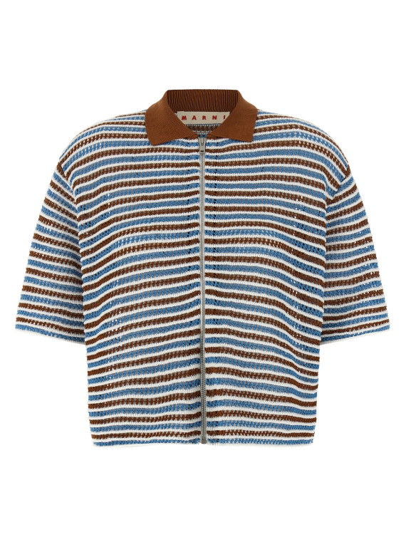 Свитер, кардиган MARNI Striped crochet cardigan (CDMD0446EQUFCB35CRM30) #1